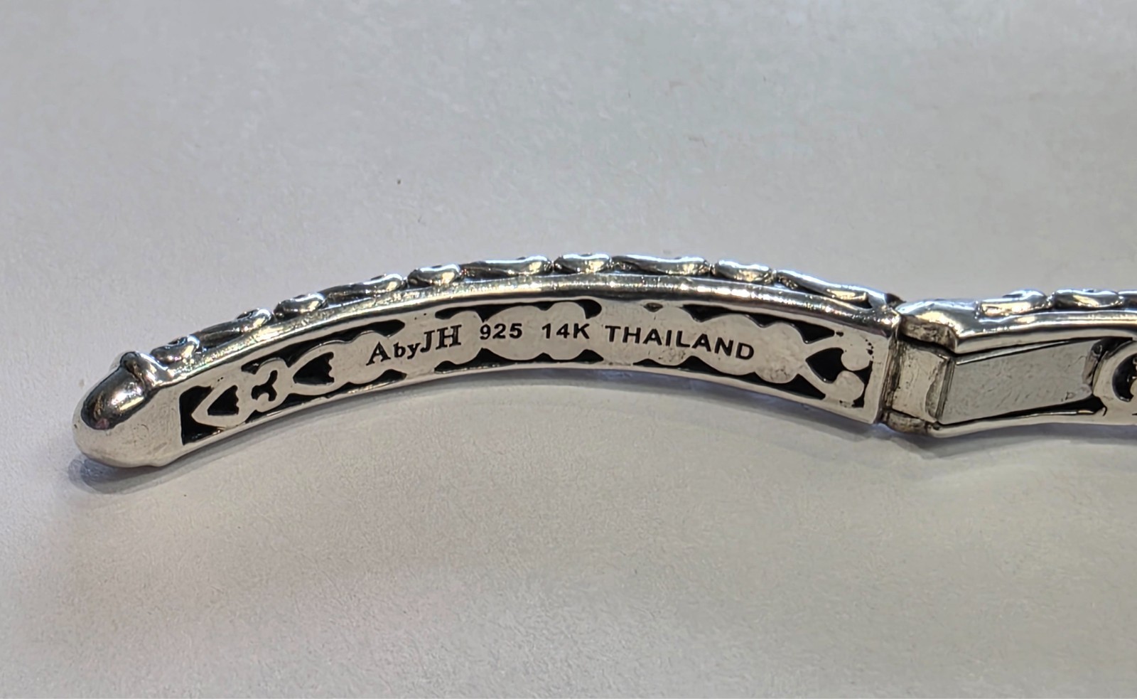 John Hardy Angela sterling silver & 14k yellow gold hinged 6″ cuff bracelet