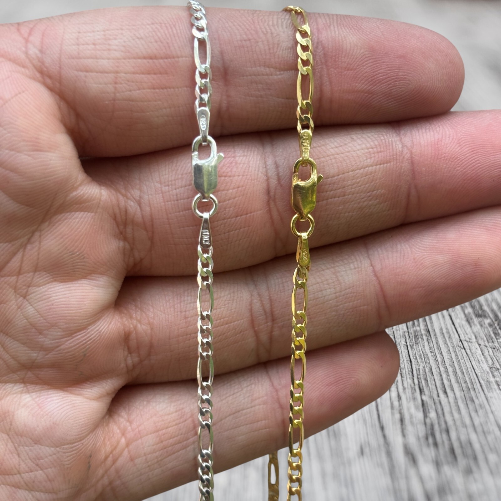 2.5mm Figaro Necklace – 925 Sterling Silver Or 14k Gold Vermeil