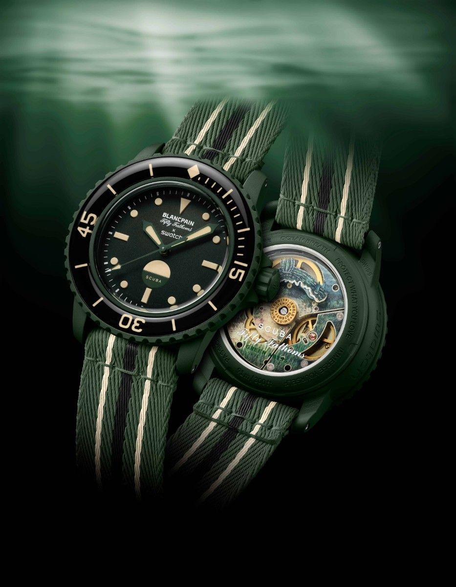 [B1P] Swatch x Blancpain Fifty Fathoms Indian Ocean Green Watch [t4w]