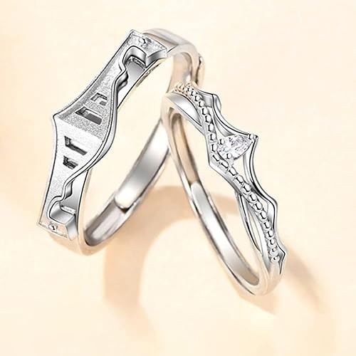 Princess and Knight Couple Ring Promise Love Matching Sets S925 Sterling