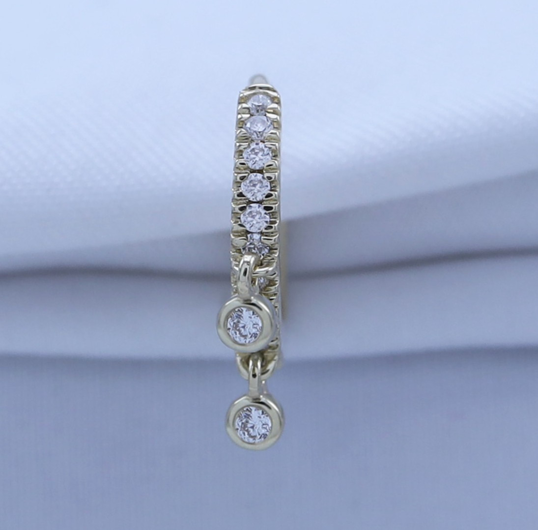 1/8 Ct Lab Grown Diamond Drop Dangle Single Earring in 14K Yellow Gold