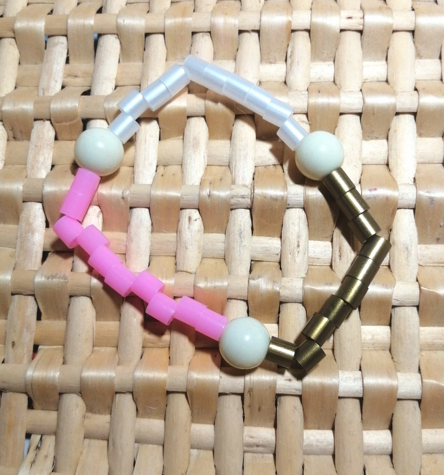 Milkshake Pink Snowy White Bronzy Brown Cream Beaded Bracelet