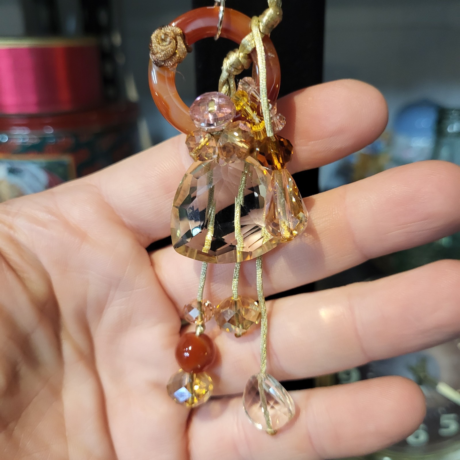 Murano Crystal Necklace Pendant Drops Venetian Glass Cord Adj. VTG STUNNING Boho