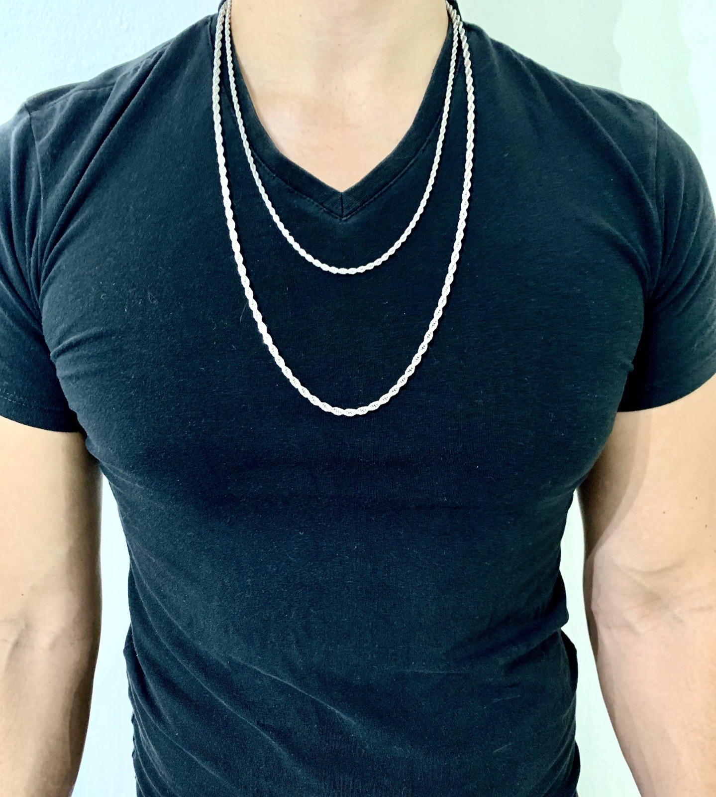 18K WHITE GOLD Men Women 4MM ROPE CHAIN 30” MADE IN ITALY *LIFETIME WARRANTY*