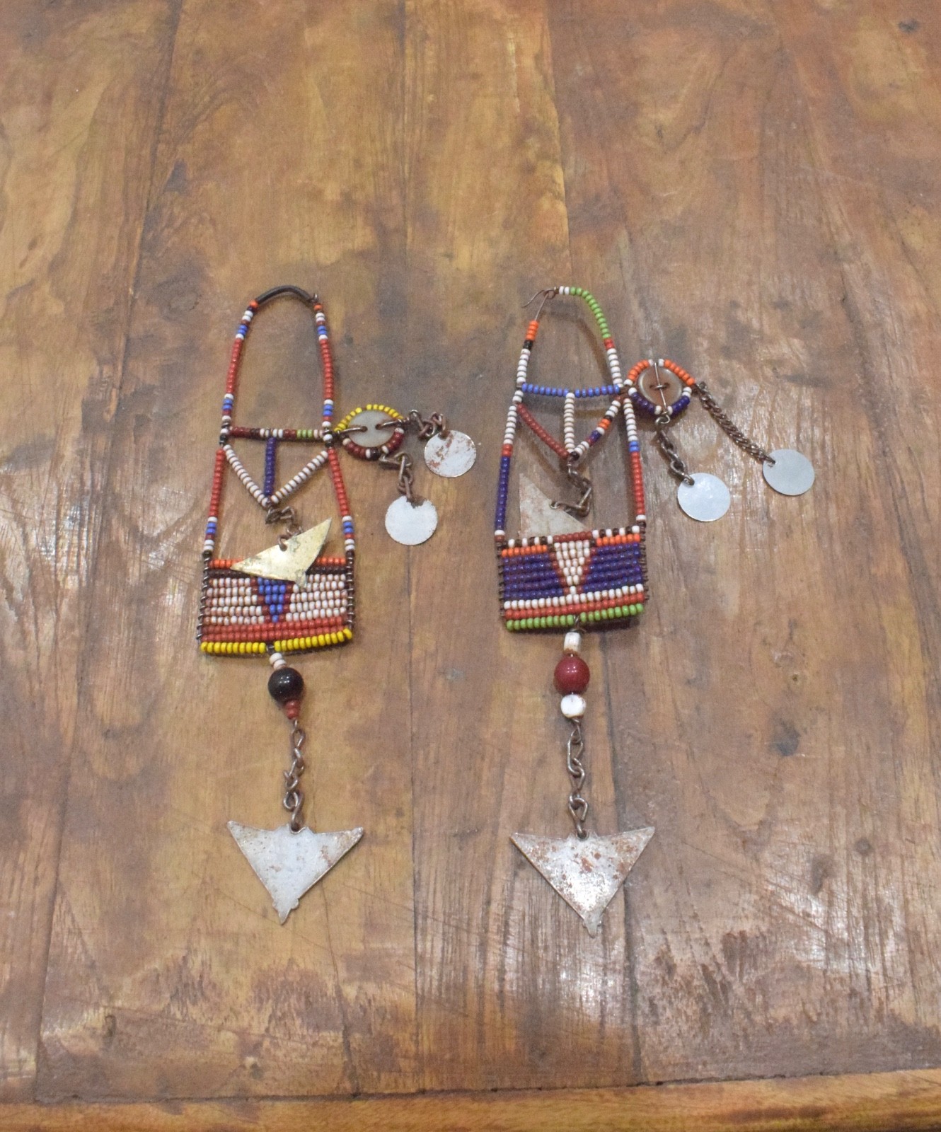 African Old Masai Beaded Earrings Kenya