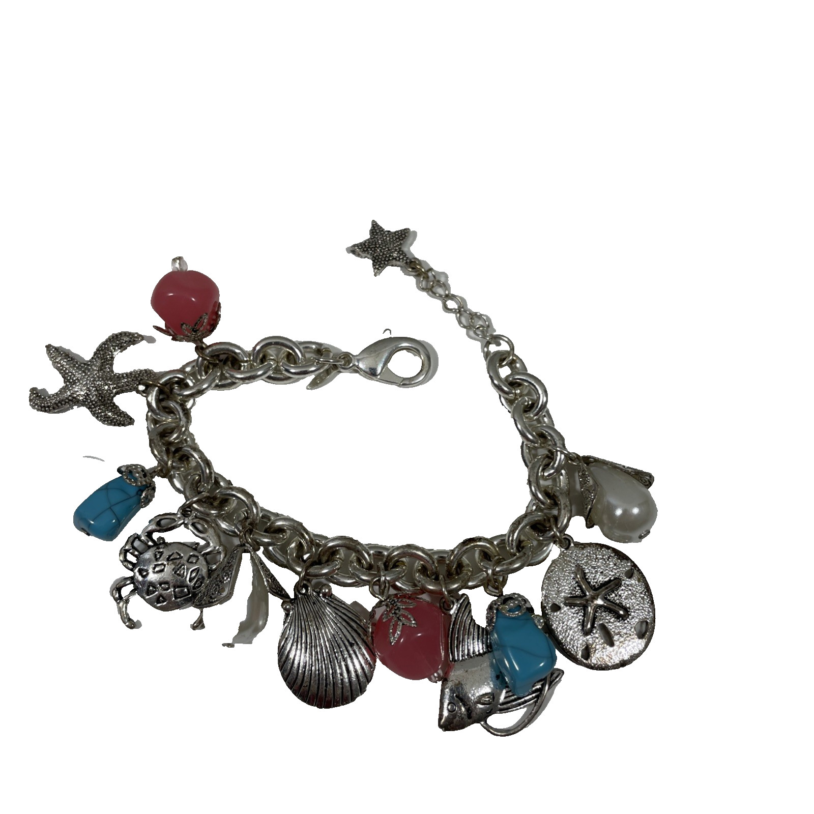 Vintage AVON Under the Sea Charm Bracelet Silver Tone Nautical Beach Ocean Vibe