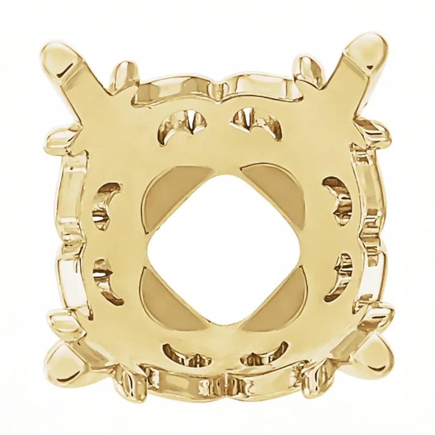 14K Solid Yellow Gold Round Cut Setting Vintage Style 4 Prong Designed Mounting