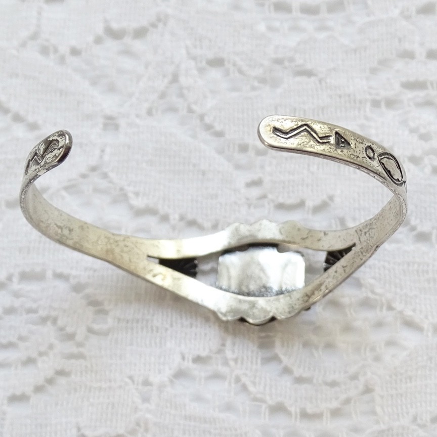 Fred Harvey Era Navajo Turquoise Sterling Thunderbird Cuff Bracelet SMALL WRIST