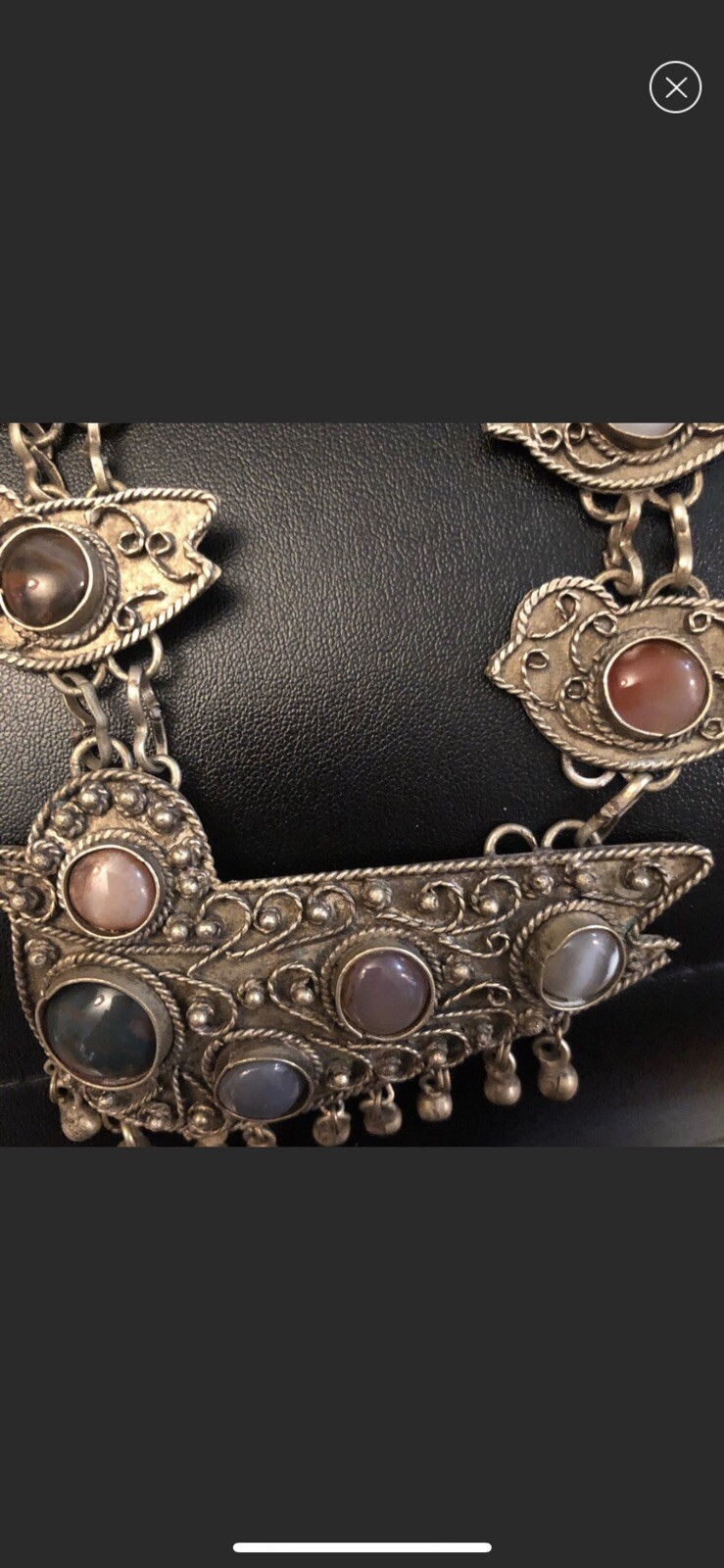 Antique Multi Birds Metal + Gem Stone India ? Ethnic Necklace Unusual Look Cool