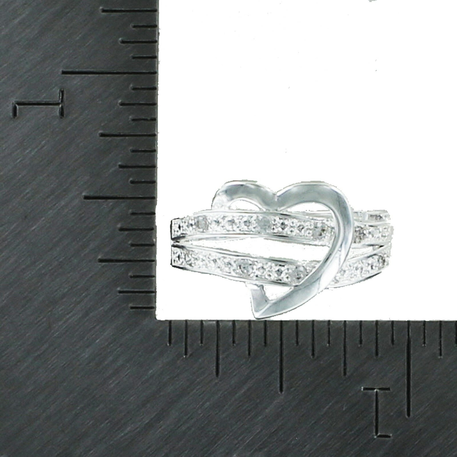 RHINESTONE HEART RING – Silver Plated Zinc Alloy Bling Sparkle Cocktail Crystal