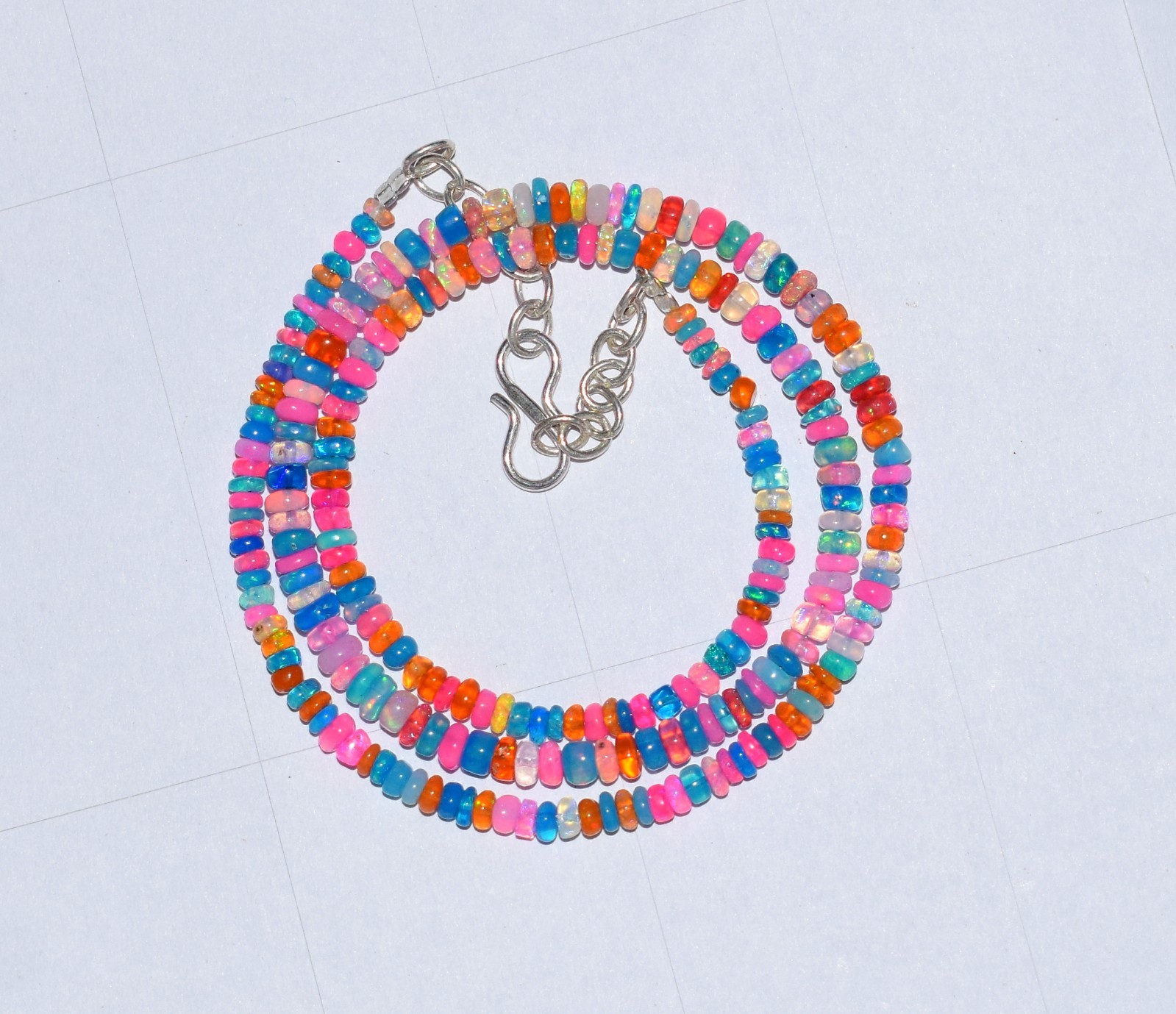 AAA+ Natural Ethiopian Opal Wello Fire Opal Gemstone Beads 16″Necklace M110