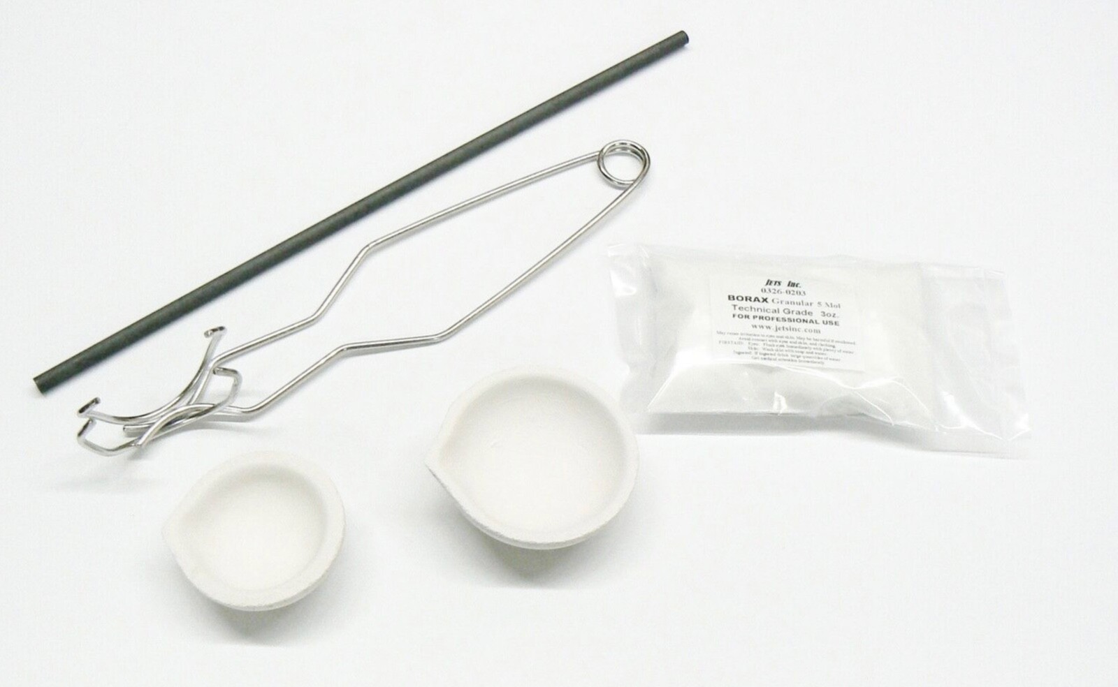 Melting Kit Gold & Silver Crucibles Set Handle Carbon Rod Borax Torch Melt Scrap
