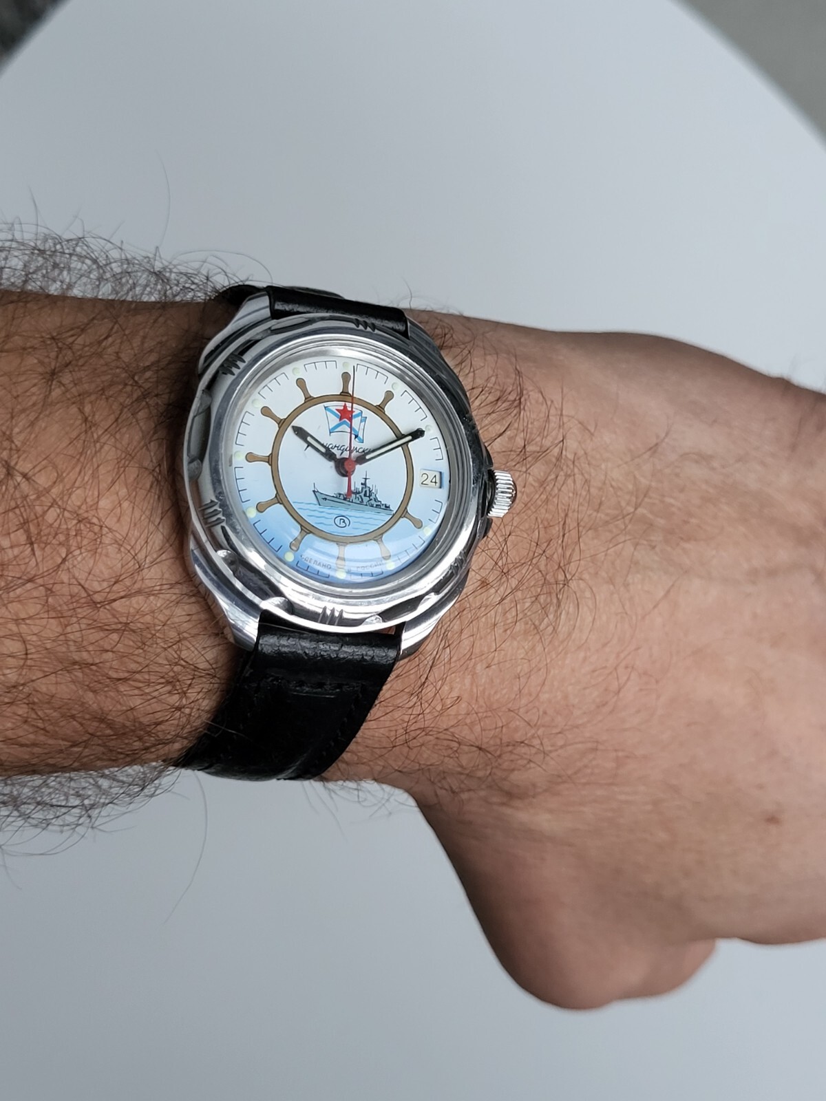 Maritime Commander’s Watch, Vostok, Serviced ,with original leather strap