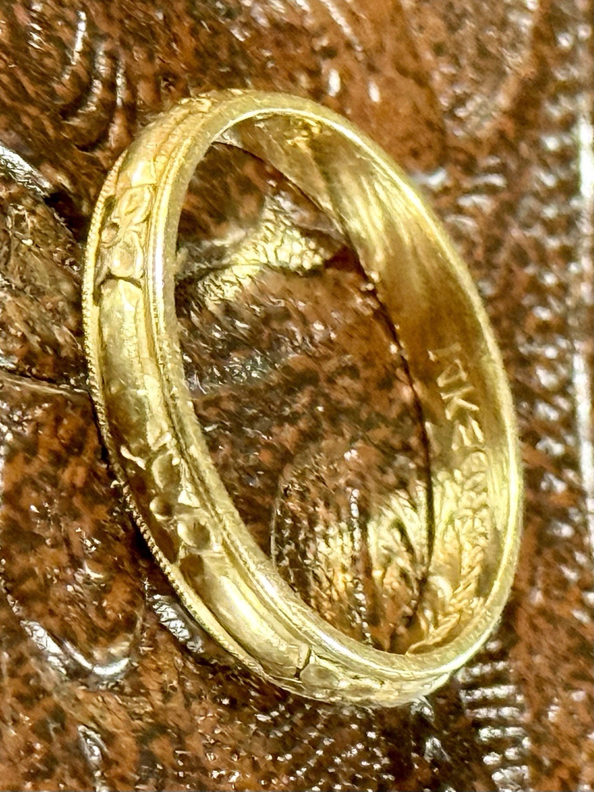 Vtg Art Deco 14k Yellow Gold Art Carved Orange Blossom Wedding Ring 9 1/2 3.24g