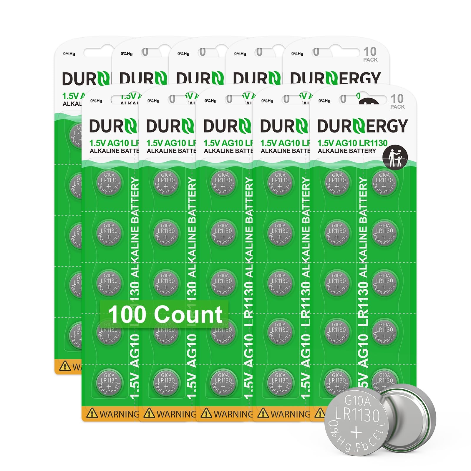 DURNERGY SR626SW Watch Battery 100 Pcs, AG4 Alkaline 100 Count (Pack of 1)