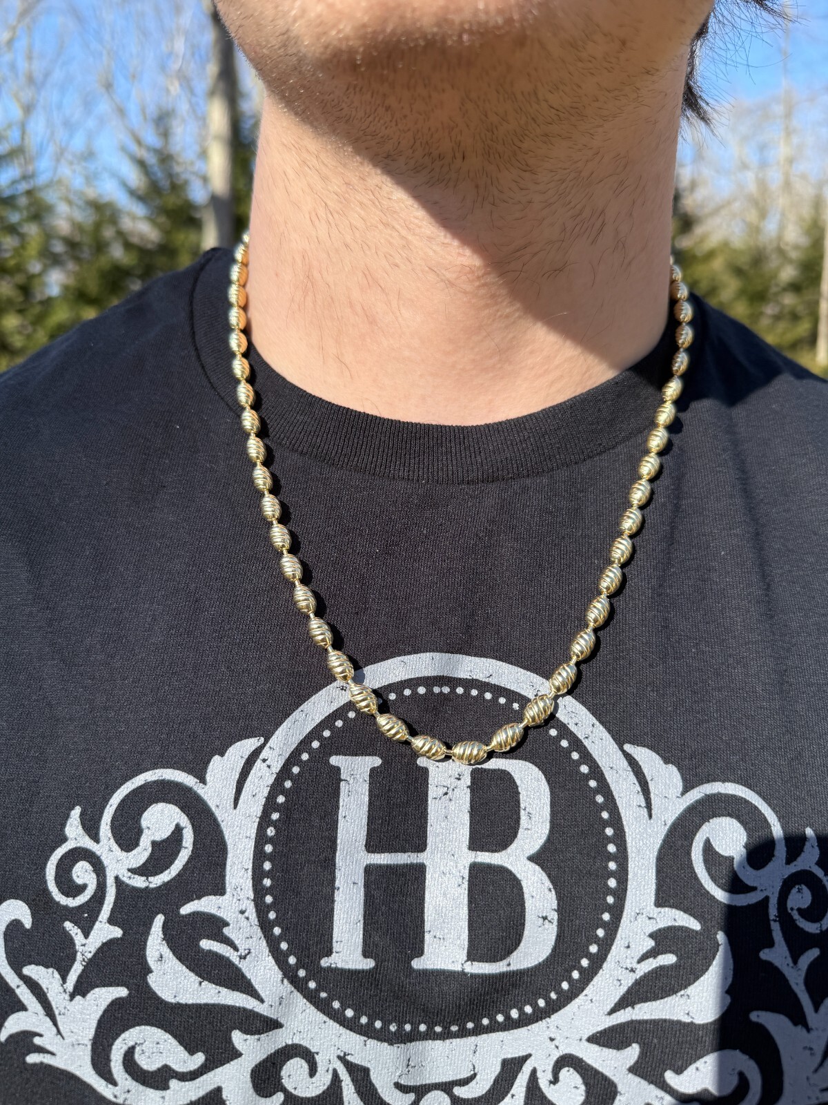 6mm Ball Bead Chain Custom Infinity Link Mens Necklace 14k Gold Over 925 Silver