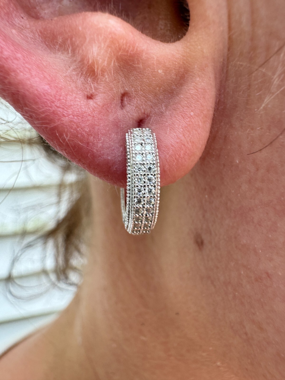 Moissanite Real 925 Silver Small Huggie Hoop Earrings 12mm Mens Ladies Hoops