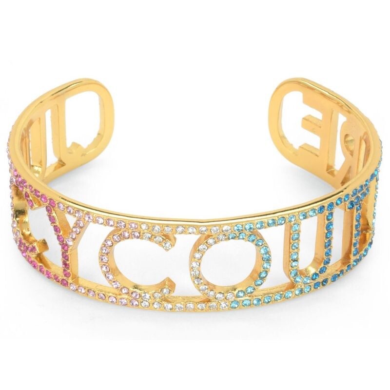 Y2K Iconic Juicy Couture Crystal Rainbow Bangle gold statement bracelet WJW688