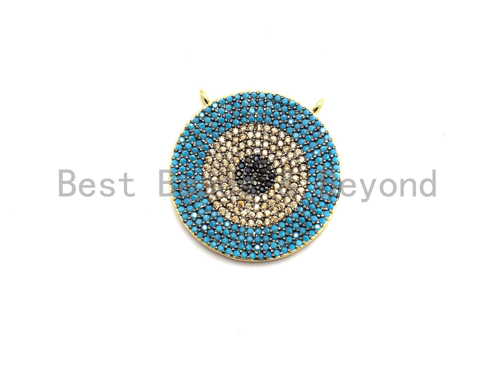 Colorful CZ Micro Pave Evil Eye Round Pendant,