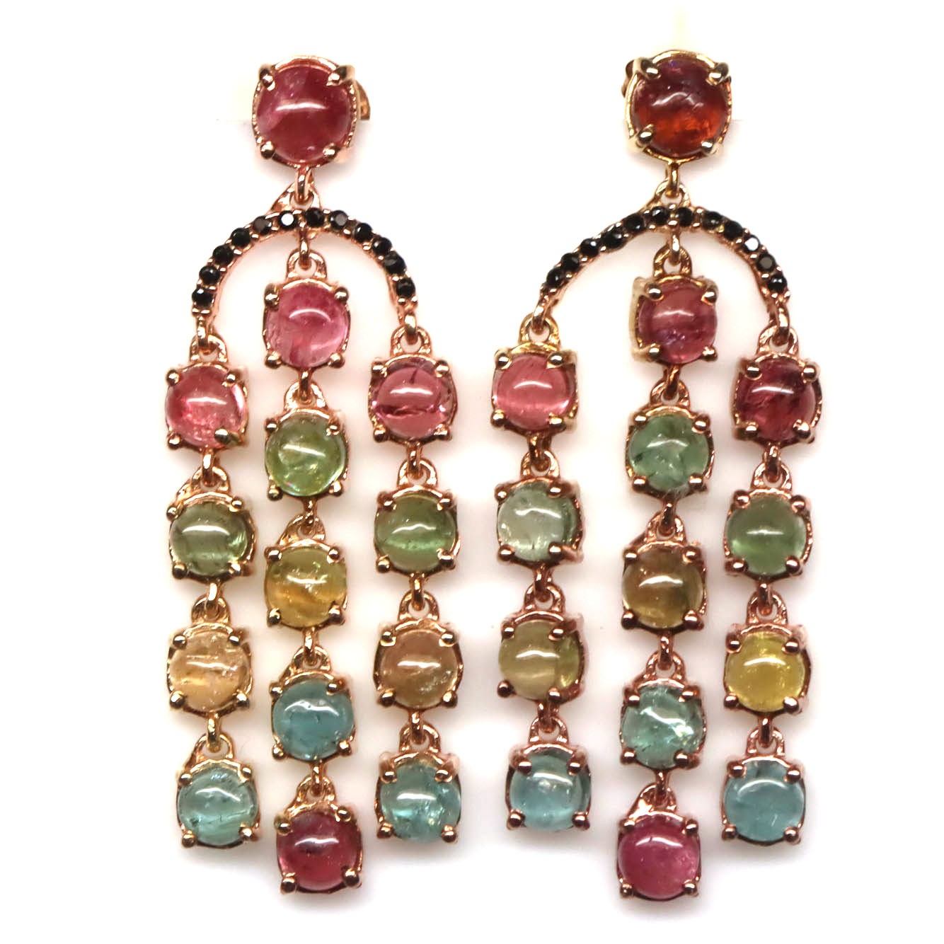 Girlfriend 925 Sterling Silver Fancy Color Tounrmaline Spinel Earrings Rose Gold