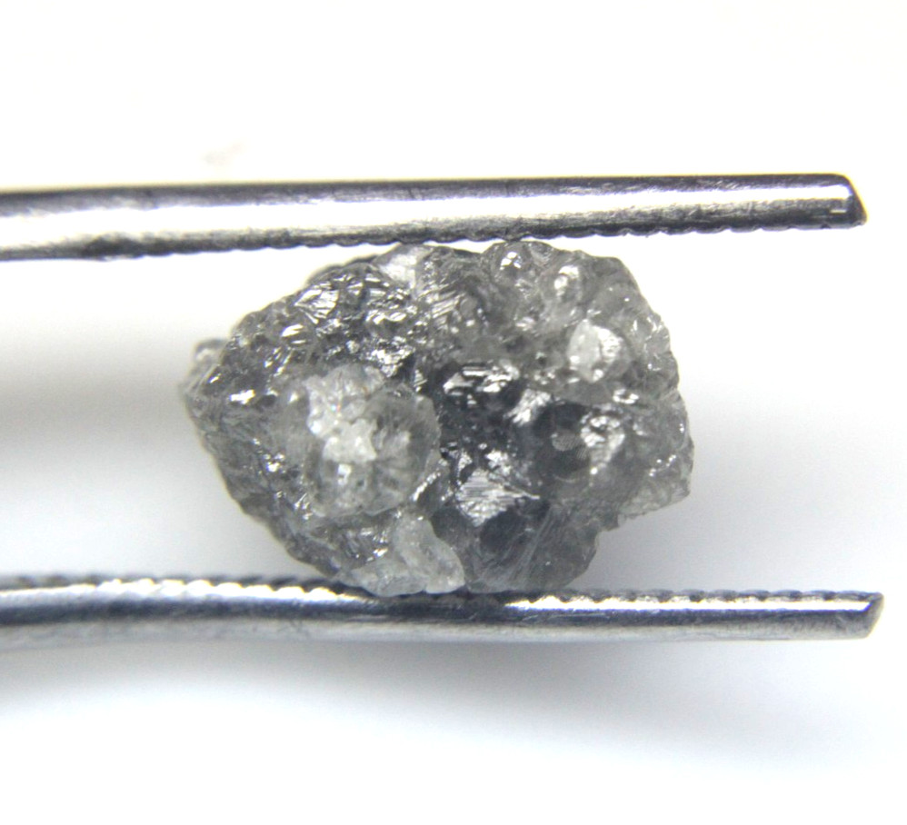 4.87 CT UNCUT SILVER GRAY ROUGH DRILLED DIAMOND FOR PENDANT 12.11×8.40×6.40 MM
