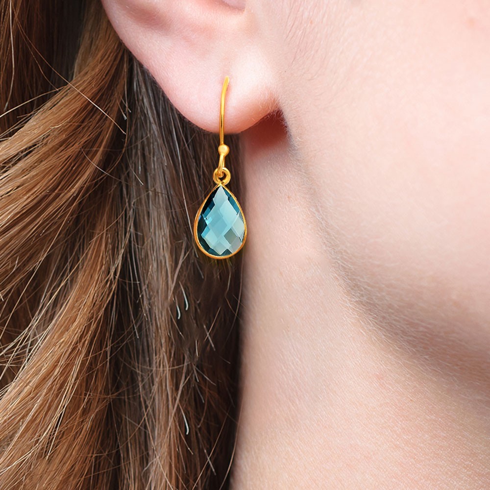 18K Gold Plated Faceted Teardrop Gemstone Earrings – Desiregem USA TGE1020