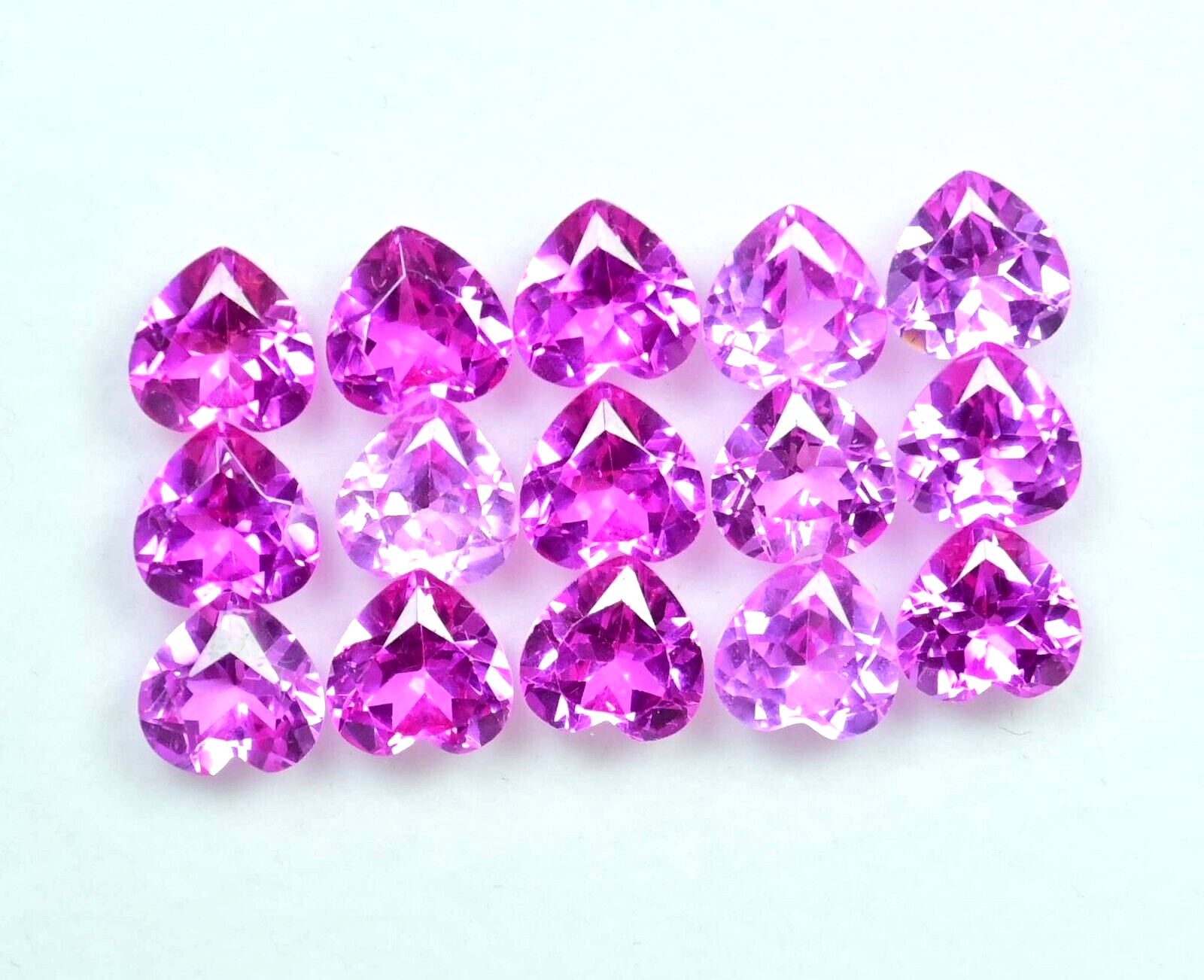 15 Pcs Natural Mogok Pink Ruby 48.45 CT Heart Certified Flawless Loose Gemstone