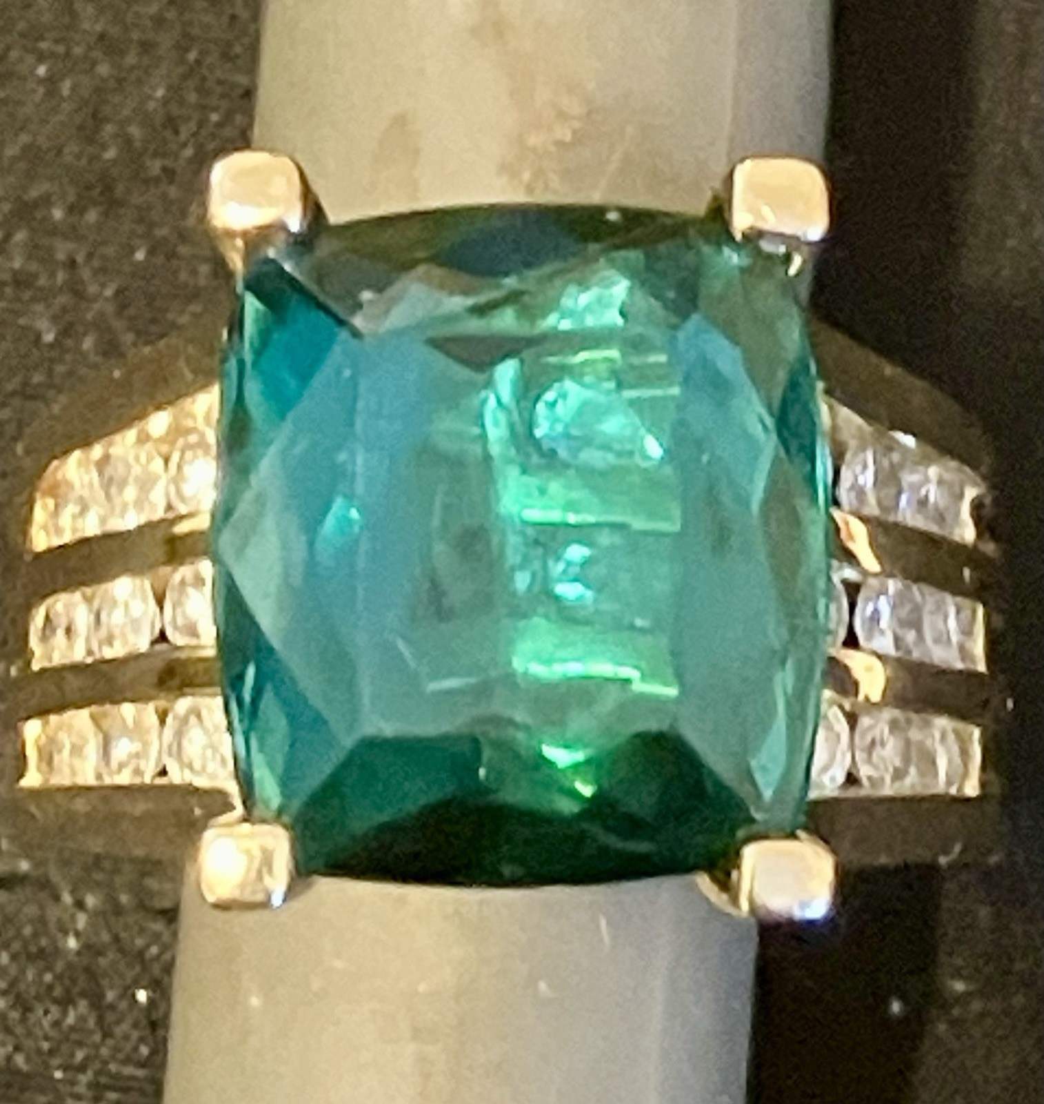 FRANK LAU CUSTOM 14k GOLD 7.74 CT INDICOLITE TOURMALINE DIAMOND RING 6.5 11,600