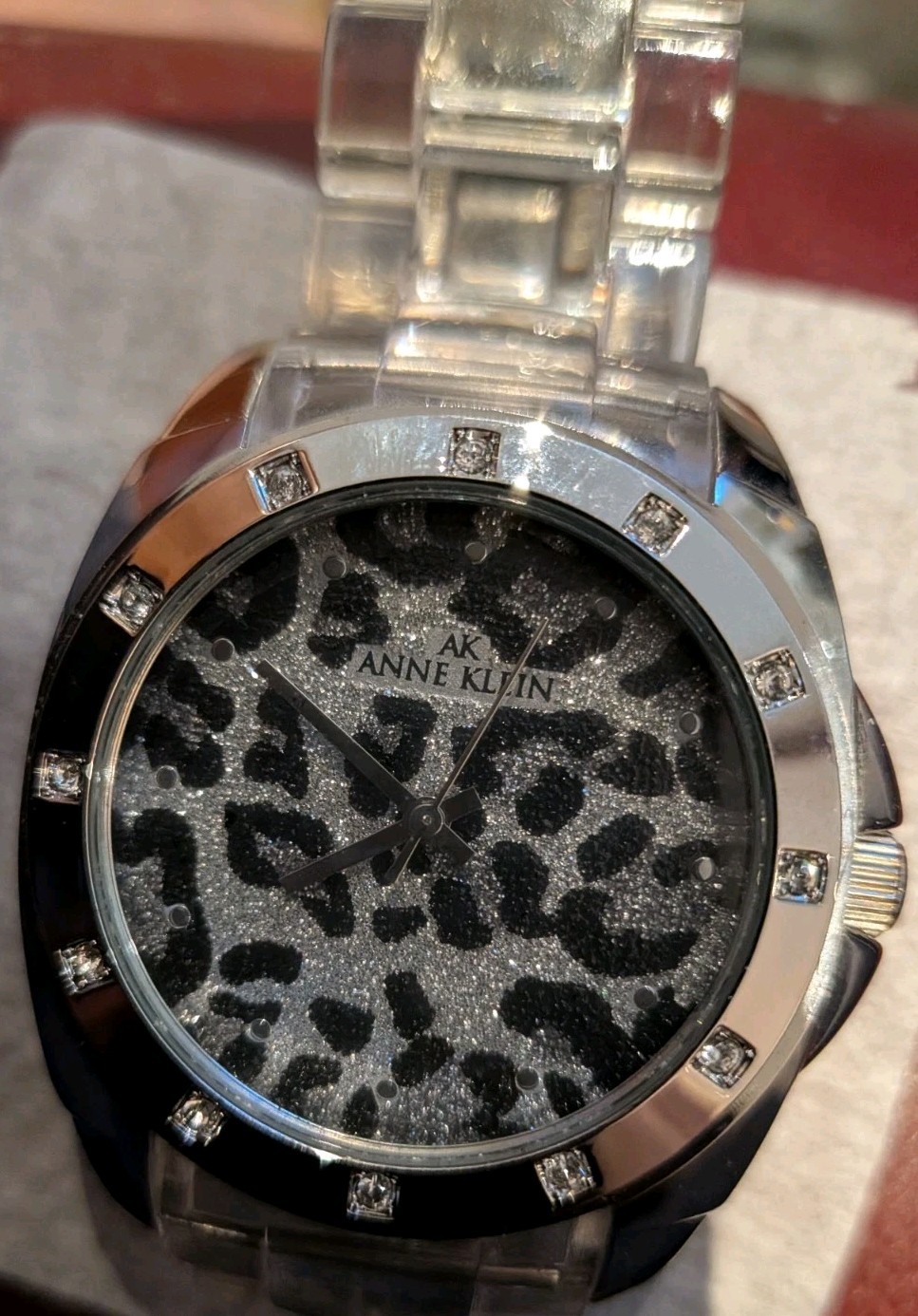 Anne Klein ~ Watch With Clear Acrylic Watch Band, 100 Feet Water Resistant