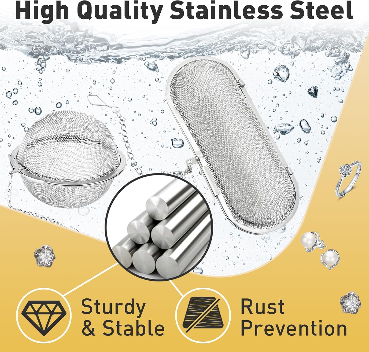 2 Pack Ultrasonic Jewelry Cleaning Baskets Stainless Steel for Watch Parts