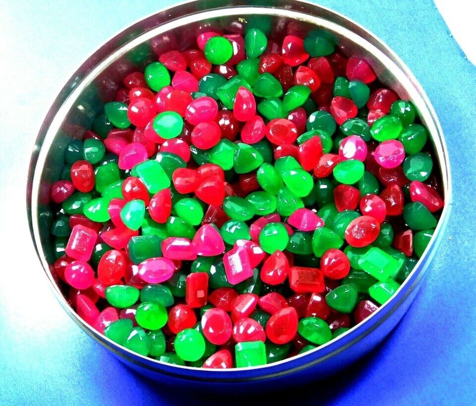 100 Ct Natural Loose Gemstone Lot Emerald and Ruby Certified Mix Shape Mined