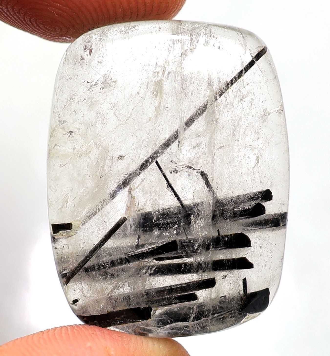 43 CT 7X21X28 mm TOP NATURAL BLACK RUTILE QUARTZ FANCY CABOCHON GEMSTONE HJ-357