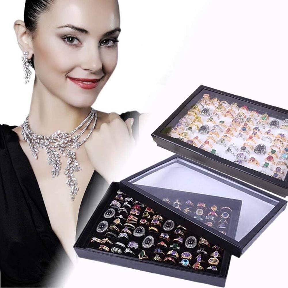 Jewelry Rings Display Tray Velvet 100 Slot Case Box Jewelry Storage Box | Ring B