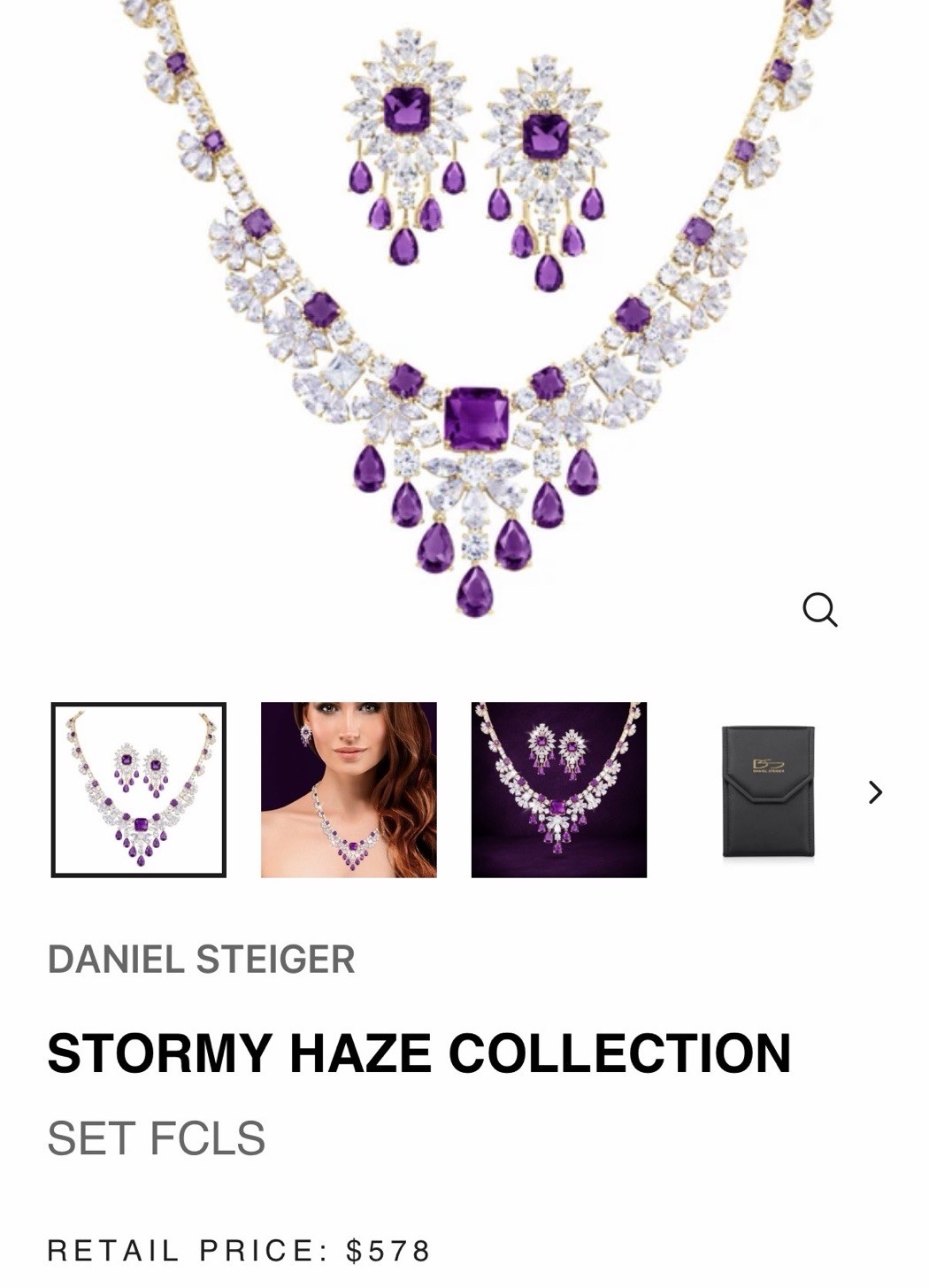 Daniel Steiger NEW Gold Plated Stormy Haze Collection Necklace &Earrings $578.