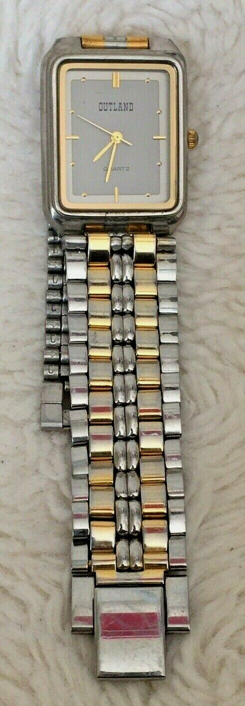 Vintage Outland Mens 8″ Quartz Watch 9045 Swiss Parts Need V377 Battery Fada Ind