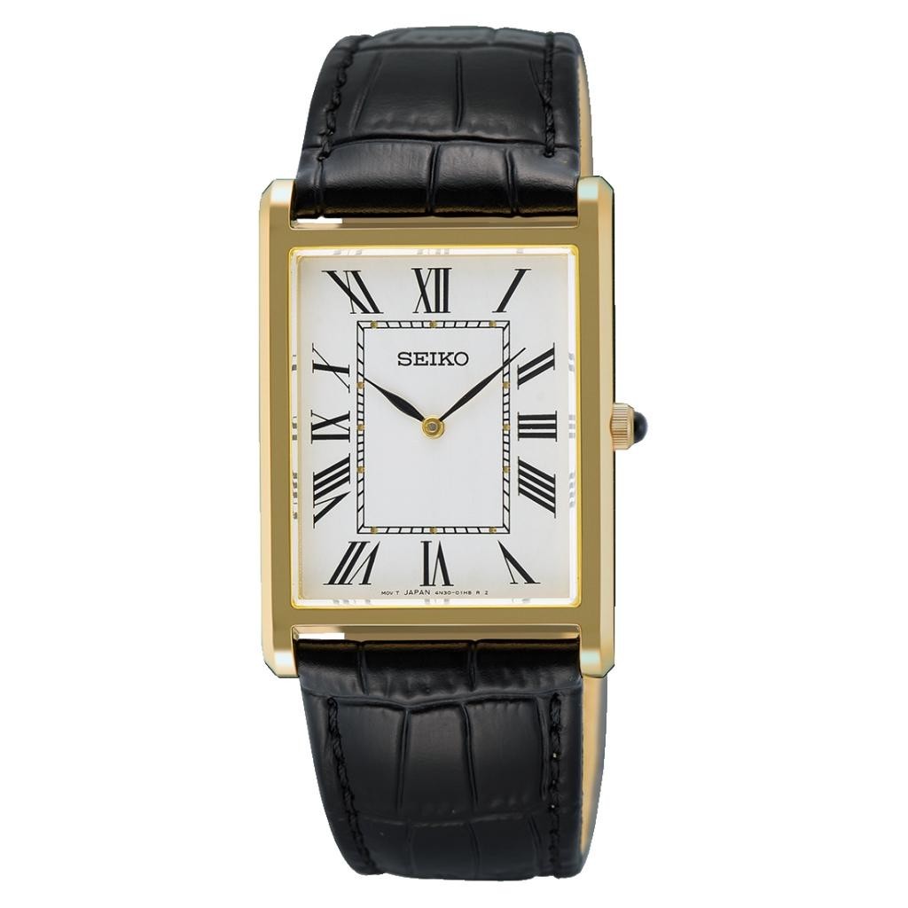 SEIKO Men Vintage Classisc Quartz SWR104P1 White Dial Leather Band