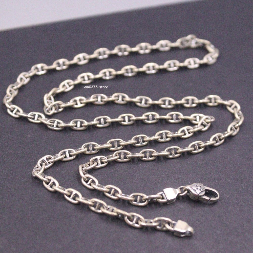 Pure S925 Sterling Silver Necklace Women Men 3.5mm Anchor Chain 22inch /16-17g