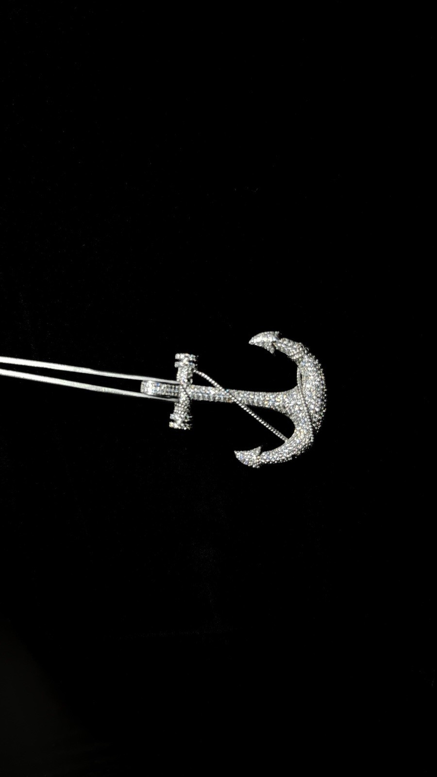 925 Sterling Silver CZ Anchor Pendant | 9g | Read Description
