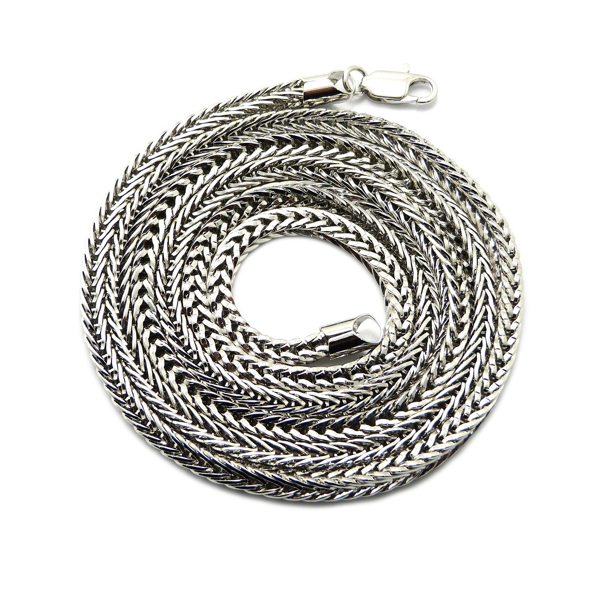 HIP HOP 4mm WIDE 36″ LONG RHODIUM PLATED FRANCO CHAIN