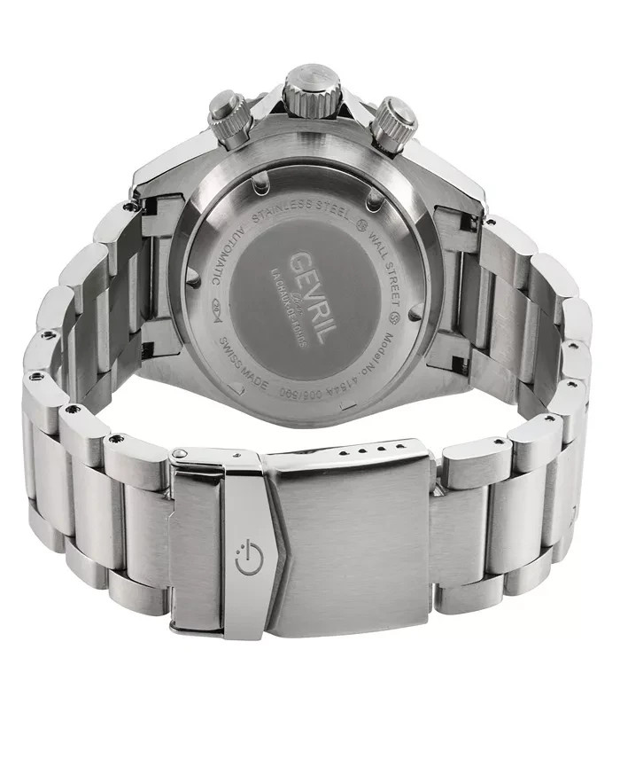 Gevril Wall Street 4154A Swiss Automatic Chronograph Watch 43mm Steel 200M