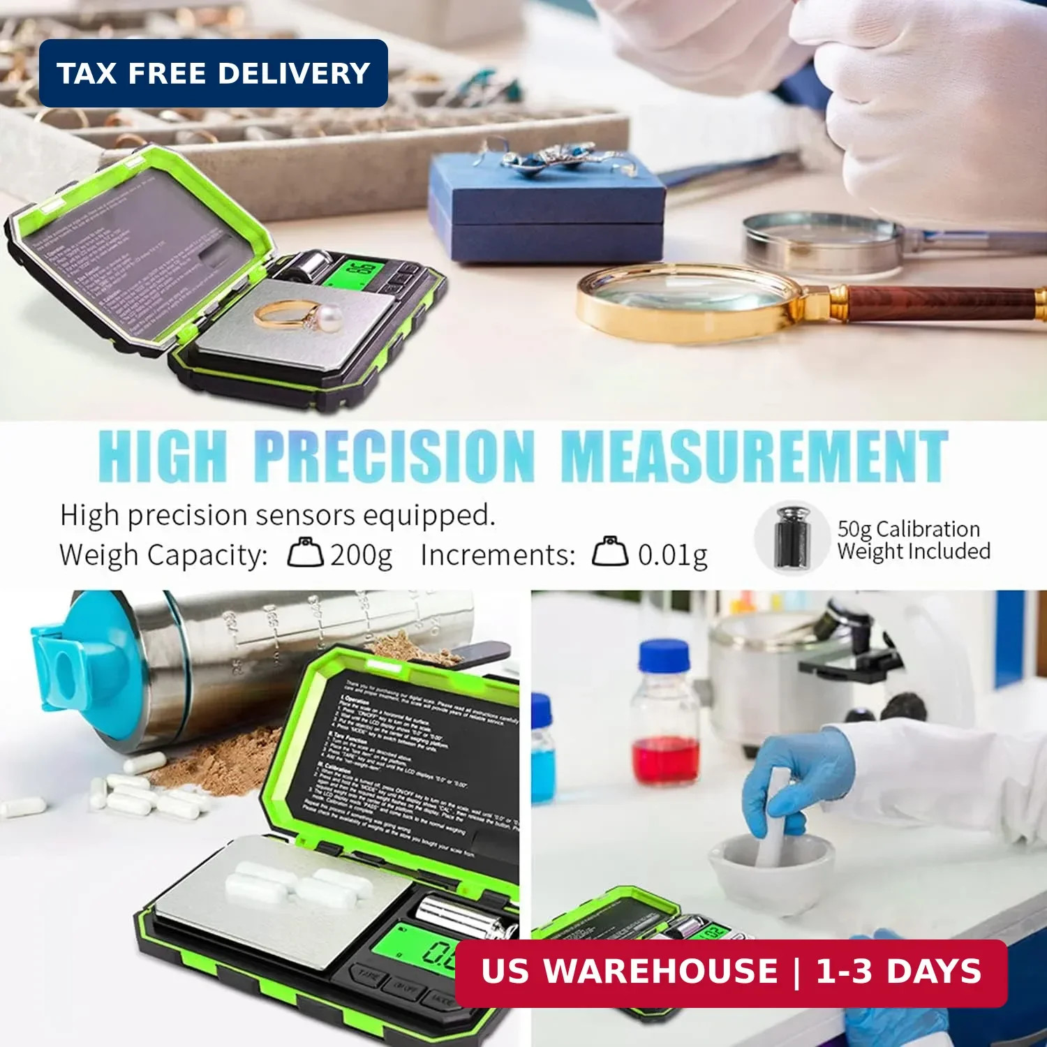 Fuzion Digital Pocket Scale, 200g x 0.01g Gram Scale, Mini Scale 6 Units Jewelry