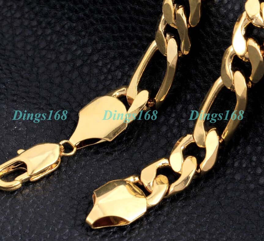 18K Yellow Gold Filled HypoAllergenic 8mm Wide 8inch Figaro Chain Bracelet C139B