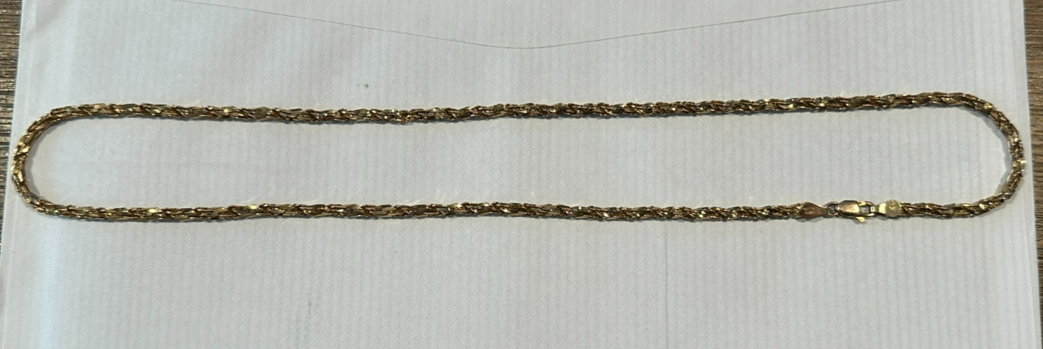 10K Gold Rope Chain Solid Gold 20” Inch 13.9g – 4mm Wide Lobster Clasp Italy I&I
