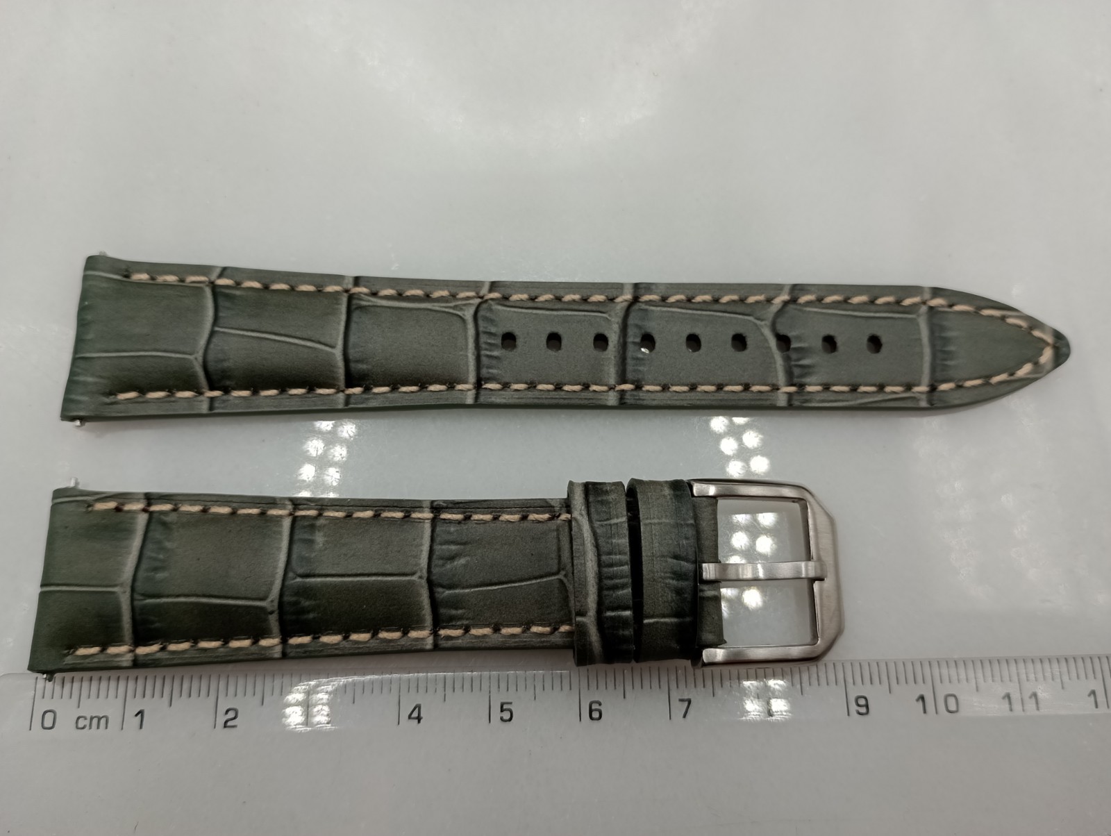 New 20mm Geckota Watchgecko Alligator Grain Calf Leather Grey Watch Strap 6B148