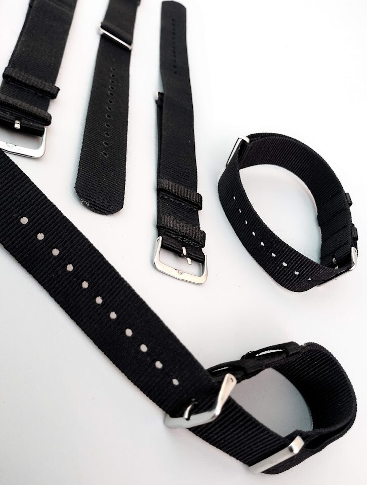 Lot of 275 Black Military Style WRISTWATCH BANDS 20mm-25.5cm New old/stock Bulk