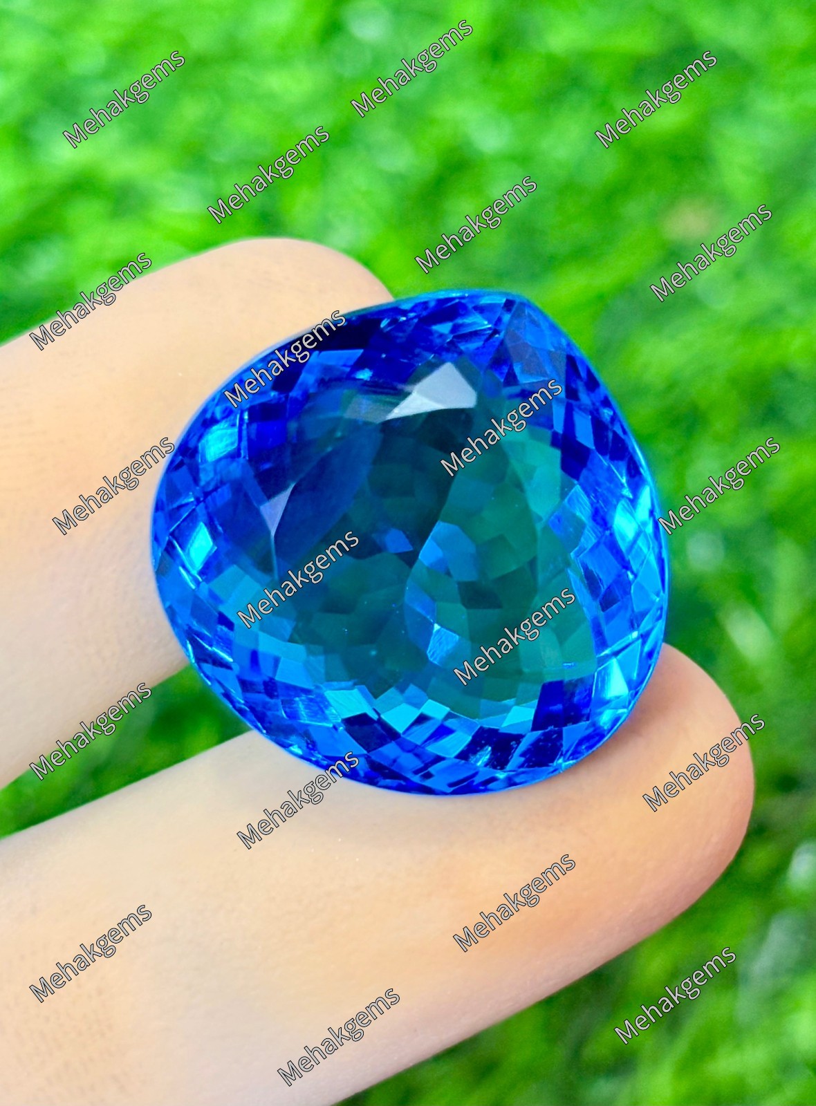 51 Ct Swiss Blue Topaz Heart LooseGemstone, Faceted Statement Jewelry Stone