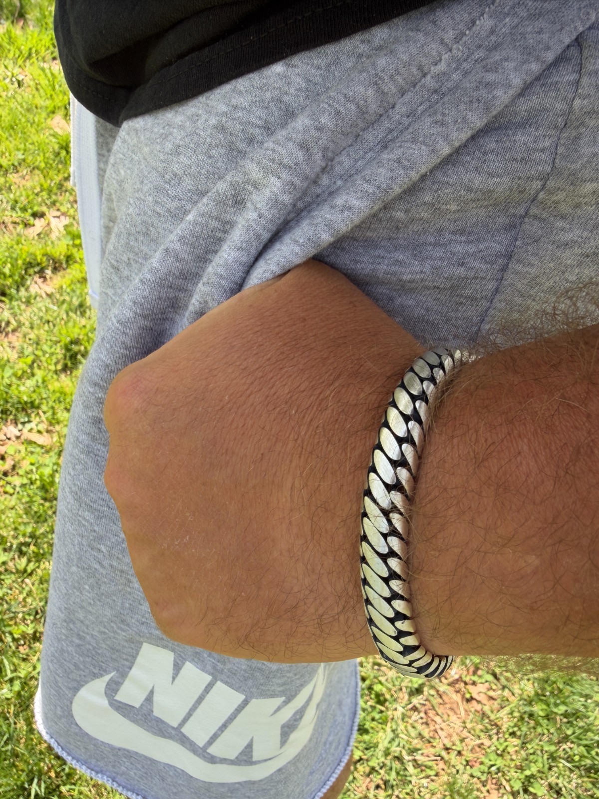 Custom 3 Link Miami Cuban Python Bracelet 12mm Real 925 Silver Oxidized Finish