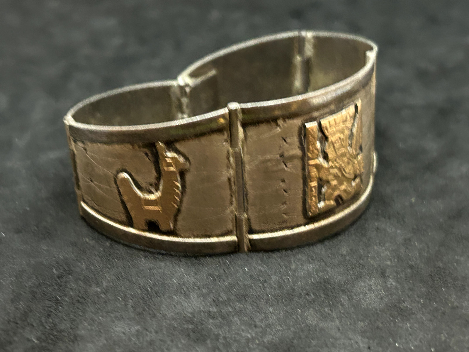 18K Gold 925 Sterling Peruvian Handmade Bracelet 7in – 30.0g