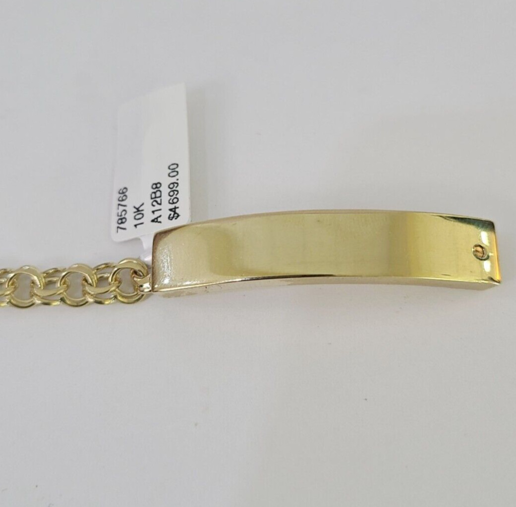 10k Chino ID Bracelet Yellow Gold Box Lock Real 10kt 6.25″