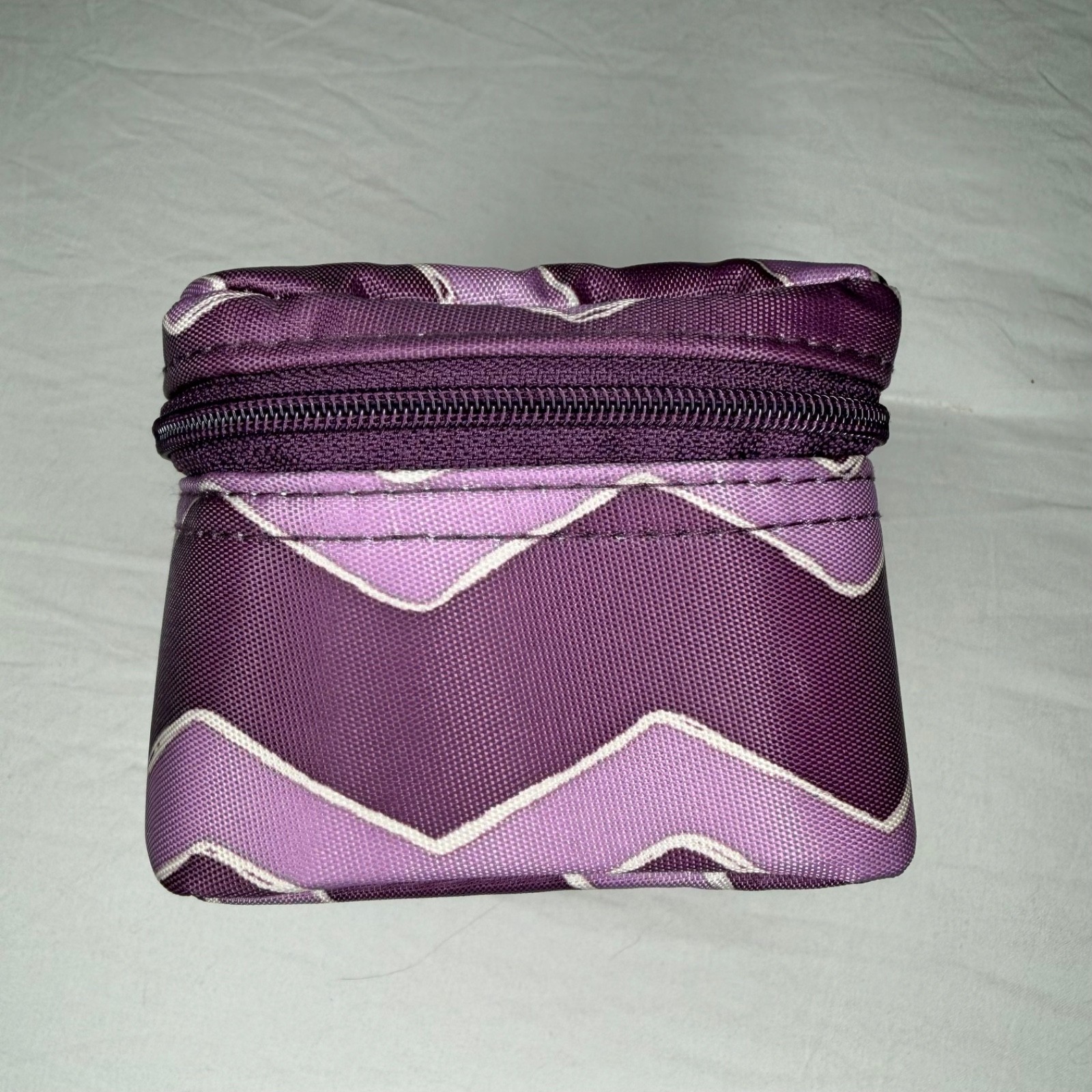 Thirty One Baubles & Bracelets Zipper Close Case w/ Mesh Bags NWT Purple Chevron